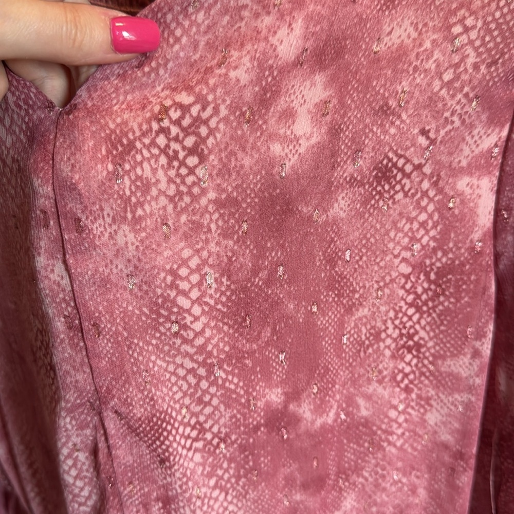 Pink Long-Sleeve Snake Skin Tiered Dress - Picture 6 of 6